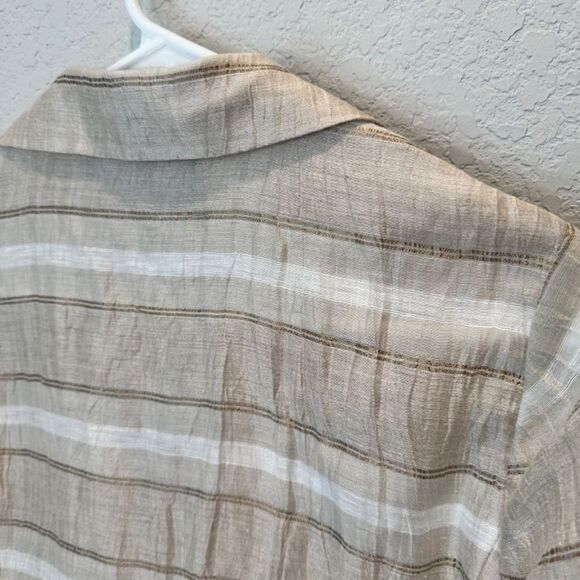 Lafayette 148 Tan White Linen Blend Crinkle Texture Fabric Blazer - Size 4 - EUC - Picture 7 of 7
